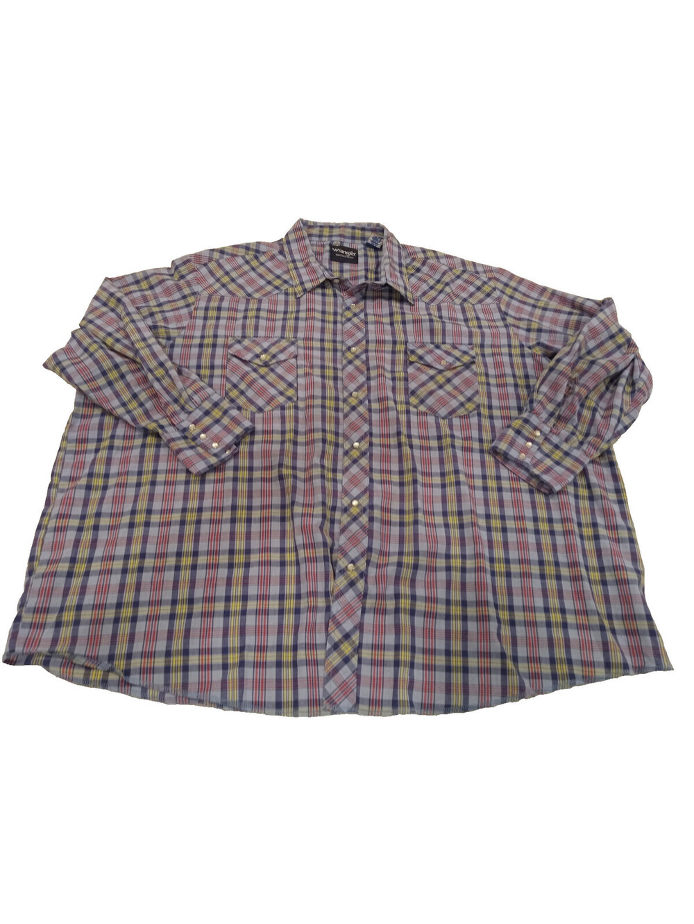 Wrangler Western Shirt Mens 4XL Plaid Long Sleeve Pearl Snap Button Down Big Tal